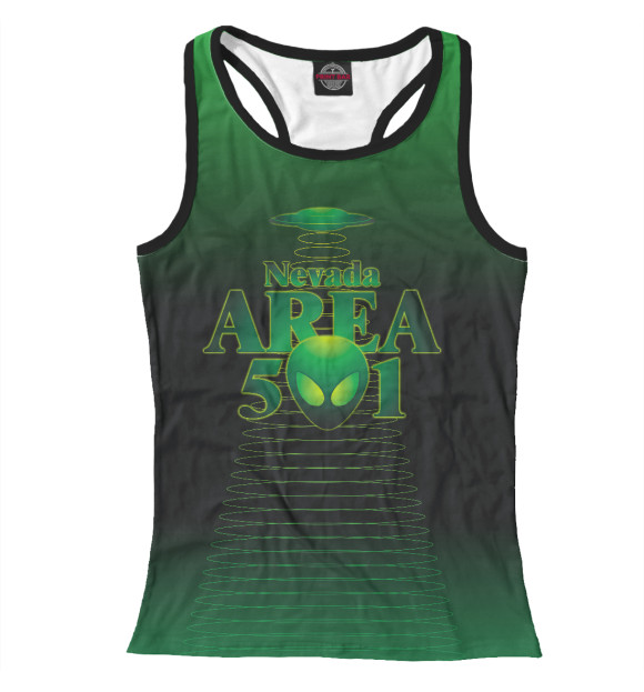 Женская майка-борцовка с изображением Зона 51 цвета Белый