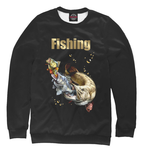 Свитшот для девочек с изображением Fishing цвета Белый