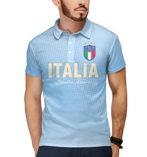 Мужское поло с изображением Италия цвета Белый