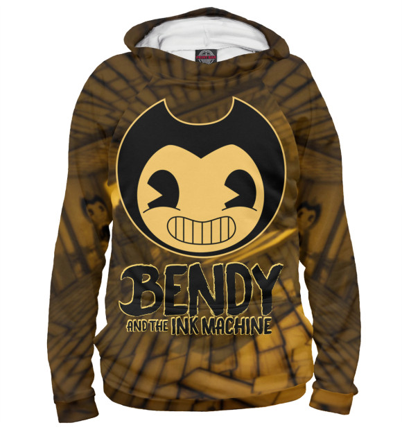 Мужское худи с притом Bendy and the ink machine цвета Белый Мужское худи с изображением Bendy and the ink machine цвета Белый