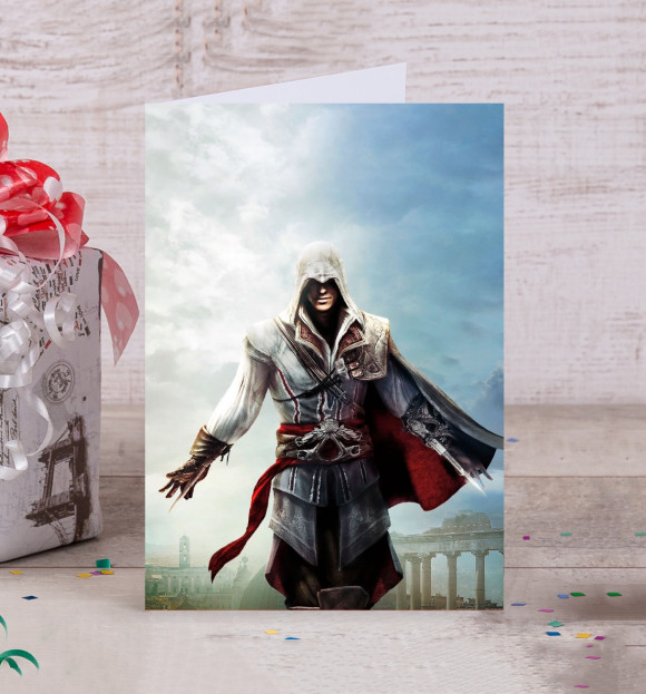 Открытка с изображением Assassin's Creed Ezio Collection цвета Белый