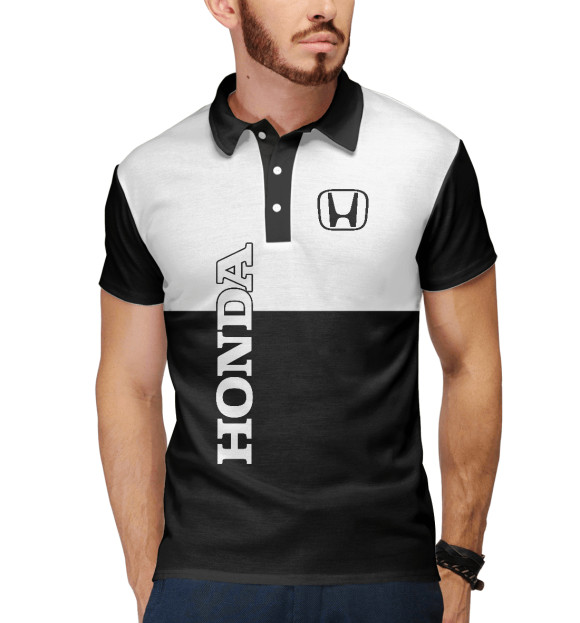 Мужское поло с изображением Honda цвета Белый