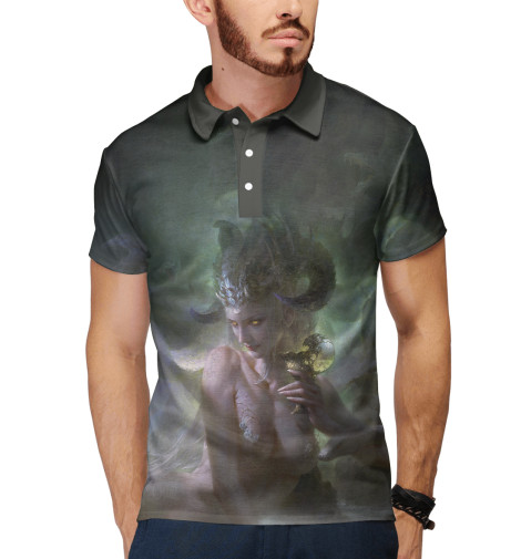 

Поло Print Bar, Белый, Медуза горгона