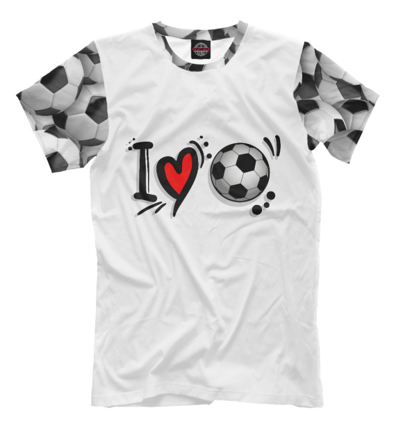 Футболка для мальчиков с изображением Я люблю футбол цвета Молочно-белый