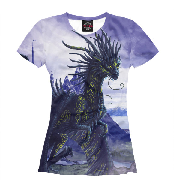 Женская футболка с изображением Дракон цвета Белый