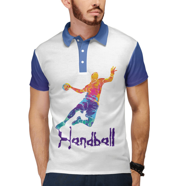 Мужское поло с изображением Handball цвета Белый