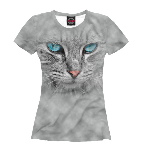Женская футболка с изображением Кошка цвета Белый