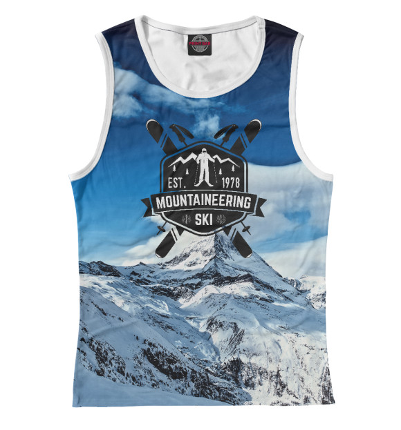 Женская майка с изображением SKI mountain цвета Белый