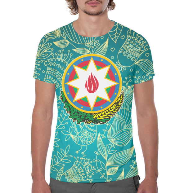 Мужская футболка с изображением Азербайджан цвета Белый