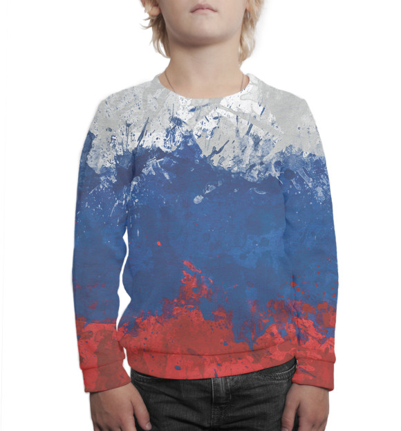 Свитшот для мальчиков с изображением Триколор цвета Белый