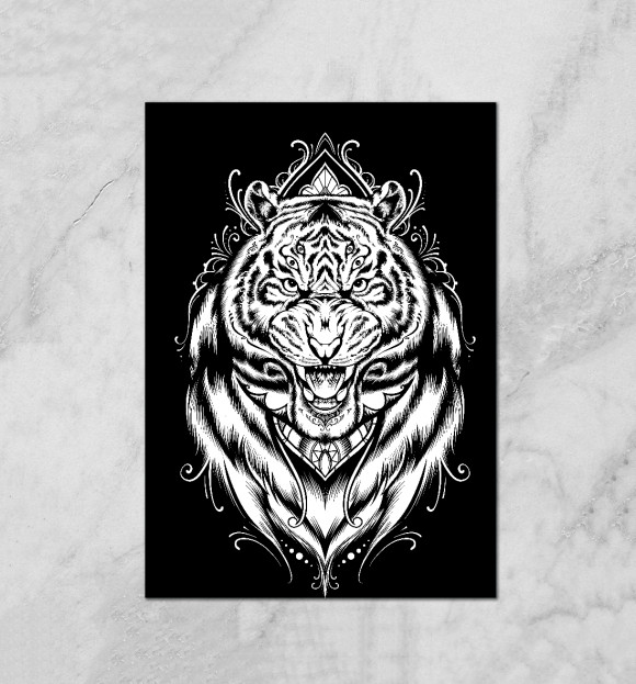Плакат с изображением Тигр цвета Белый