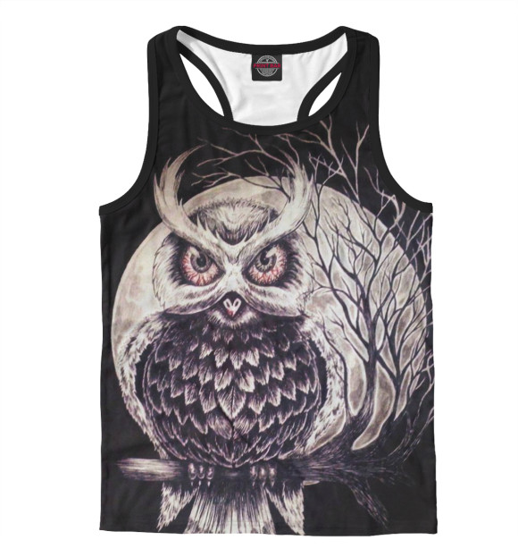 Мужская майка-борцовка с изображением Сова цвета Белый