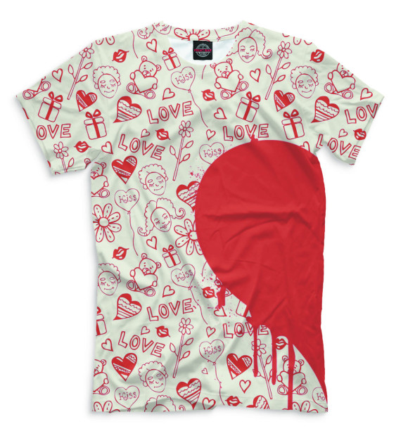 Мужская футболка с изображением Половинки сердца цвета Бежевый