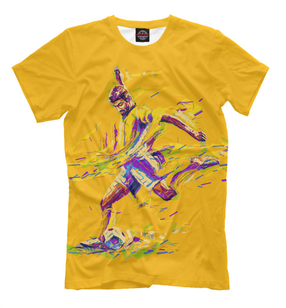 Мужская футболка с изображением Футболист цвета Оранжевый