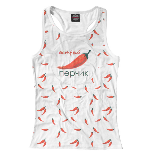 Женская майка-борцовка с изображением Острый перчик цвета Белый