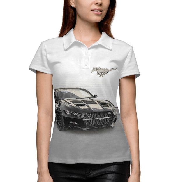 Женское поло с изображением Mustang цвета Белый