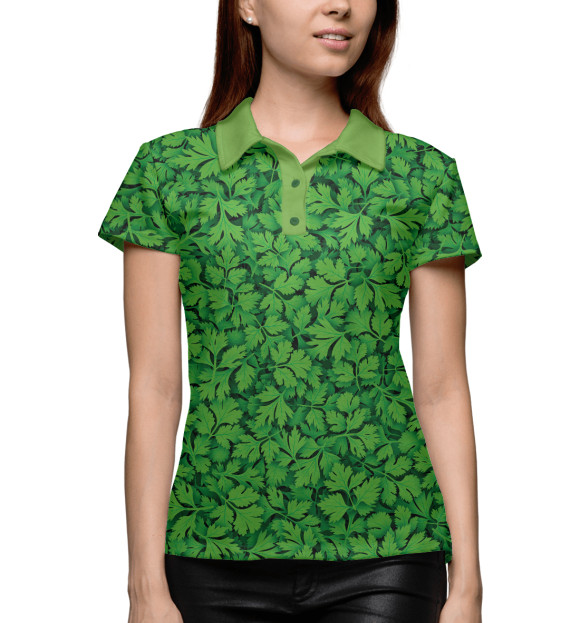 Женское поло с изображением Кинза цвета Белый