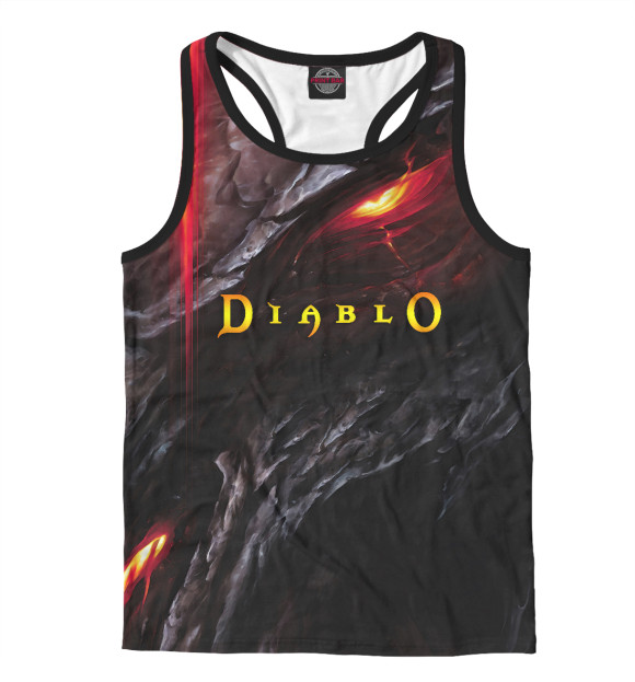 Мужская майка-борцовка с изображением Diablo | Диабло цвета Белый