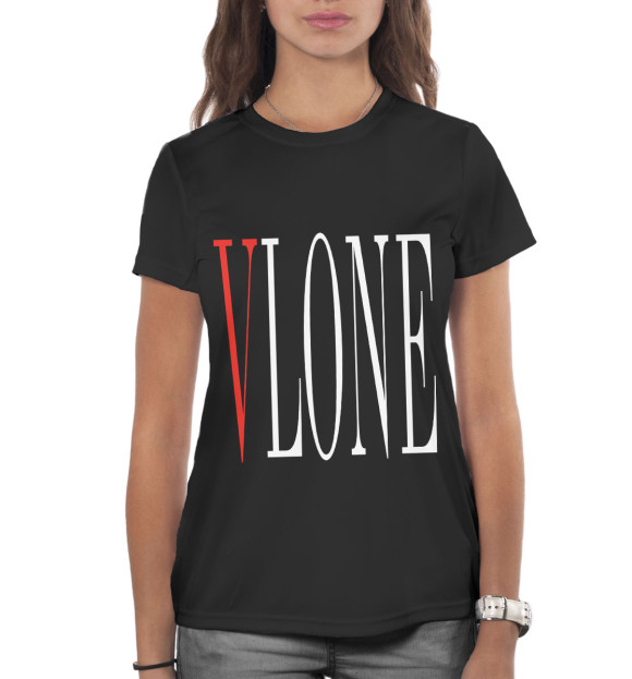 Женская футболка с изображением VLONE Black цвета Белый