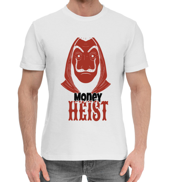 Мужская хлопковая футболка с изображением Money Heist цвета Белый