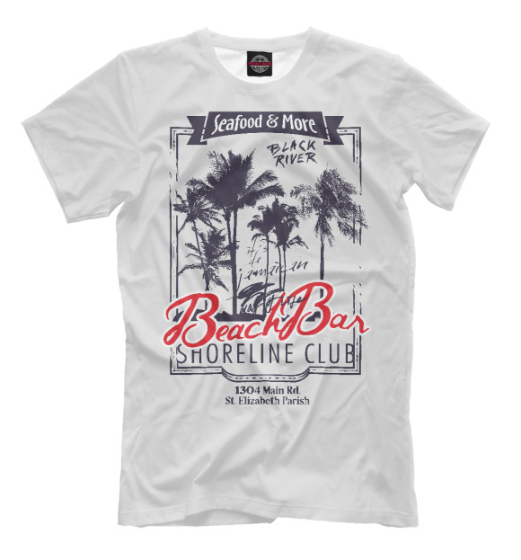 Мужская футболка с изображением Beach bar shoreline цвета Белый