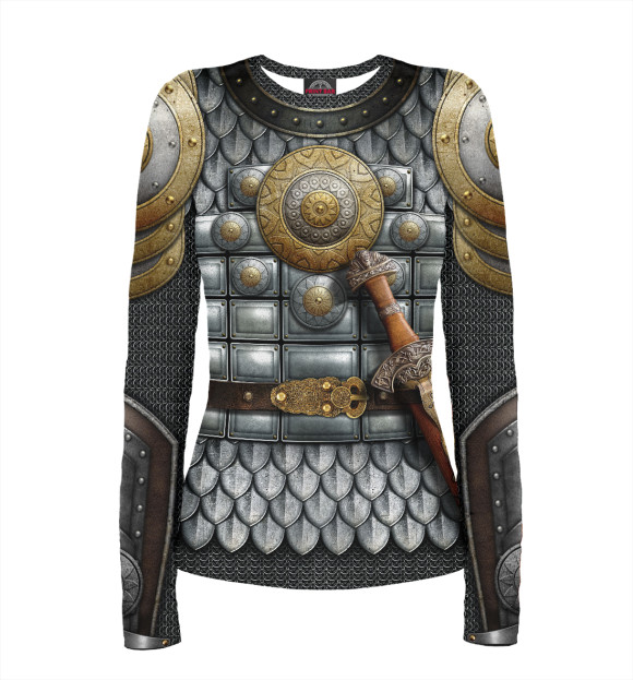 Женский лонгслив с изображением Доспехи Александра Невского цвета Белый