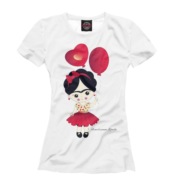 Футболка для девочек с изображением Влюбленная Фрида цвета Белый