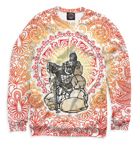 Мужской свитшот с изображением Богатырь цвета Белый