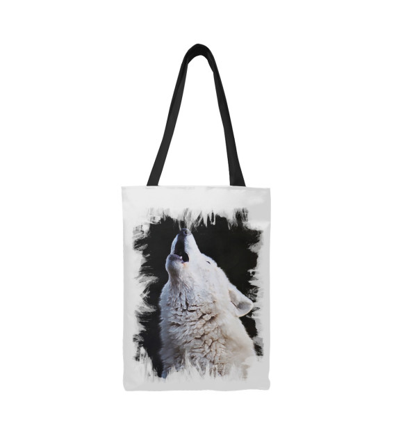 Сумка-шоппер с изображением белый волк цвета 