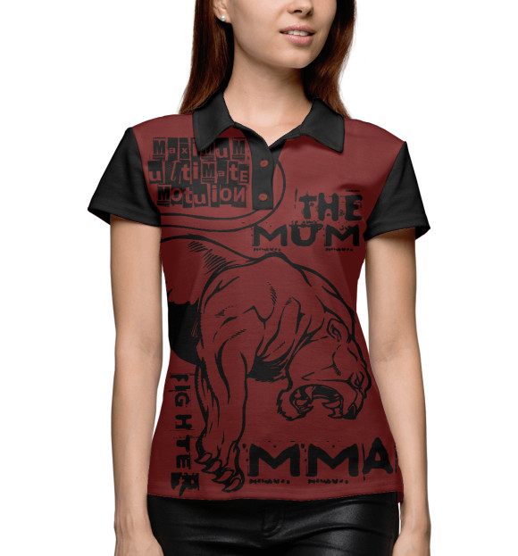 Женское поло с изображением Mum fighter цвета Белый