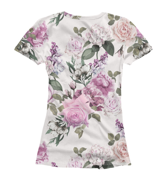 Футболка для девочек с изображением Узор с розами цвета Белый