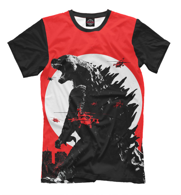 Мужская футболка с изображением Godzilla цвета Черный