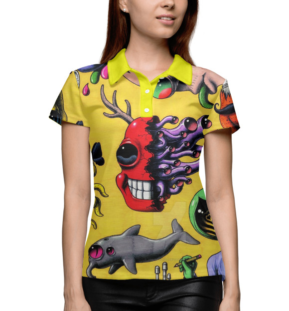 Женское поло с изображением Чудики цвета Белый