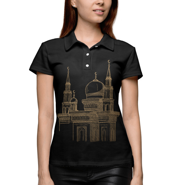 Женское поло с изображением Мечеть цвета Белый
