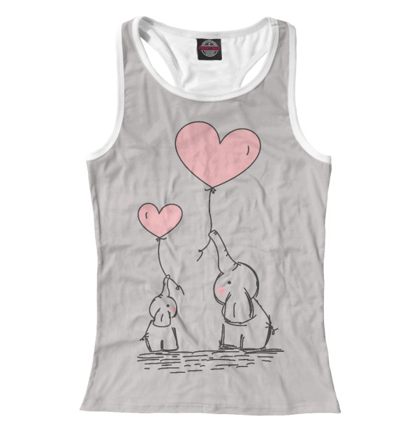 Женская майка-борцовка с изображением Милые слоны цвета Белый