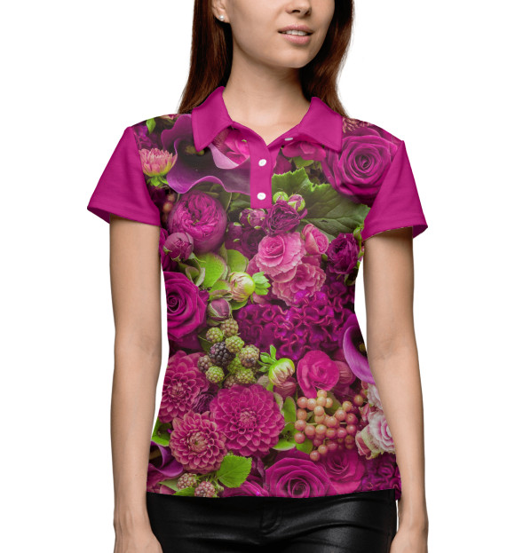 Женское поло с изображением Цветы цвета Белый