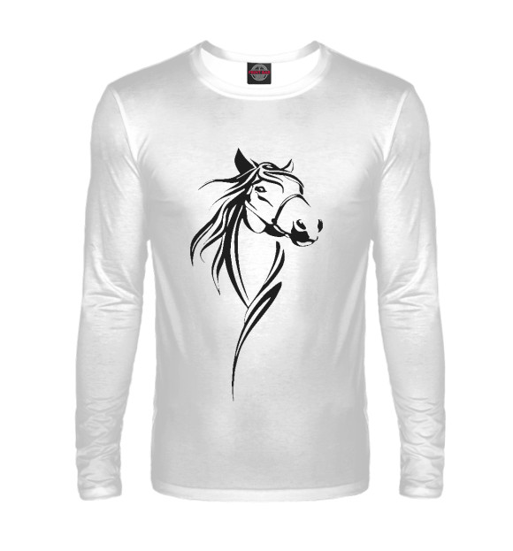 Мужской лонгслив с изображением Horse цвета Белый
