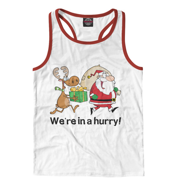 Мужская майка-борцовка с изображением Мы очень спешим!! цвета Белый