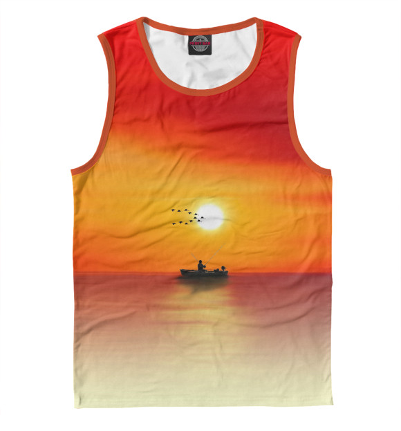 Майка для мальчика с изображением Красный закат цвета Белый