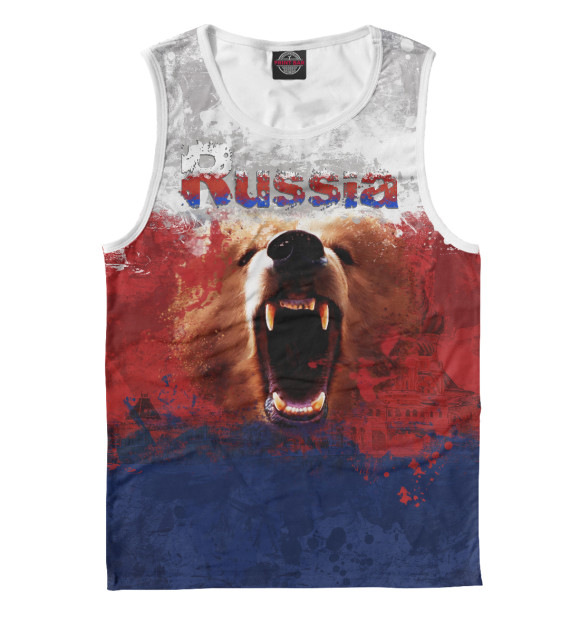 Мужская майка с изображением Россия цвета Белый