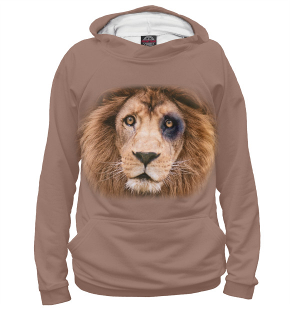 Мужское худи с изображением Лев цвета Белый