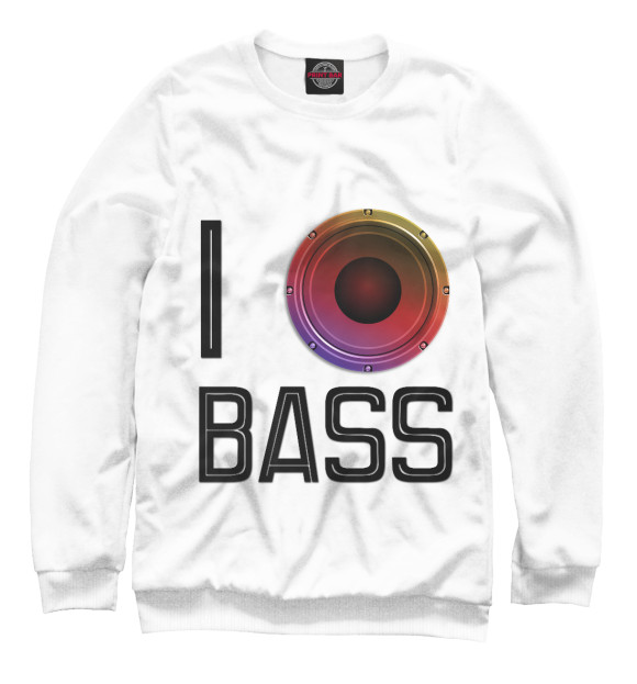 Свитшот для девочек с изображением I love Bass цвета Белый