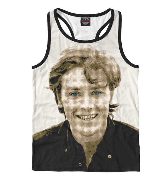 Мужская майка-борцовка с изображением Ален Делон цвета Белый