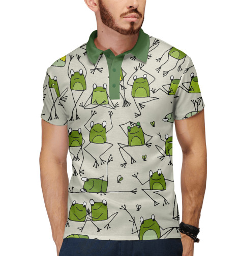 

Поло Print Bar, Белый, Лягушки