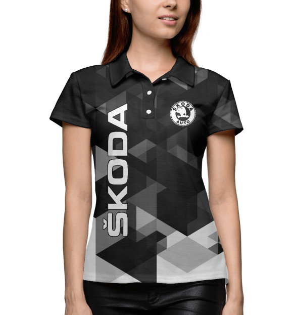 Женское поло с изображением Skoda цвета Белый
