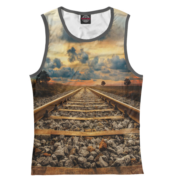 Женская майка с изображением Железная дорога цвета Белый