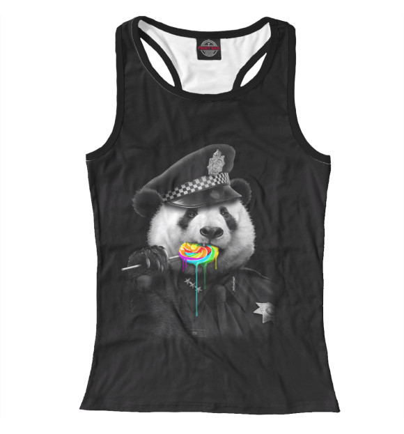 Женская майка-борцовка с изображением Panda Cop цвета Белый