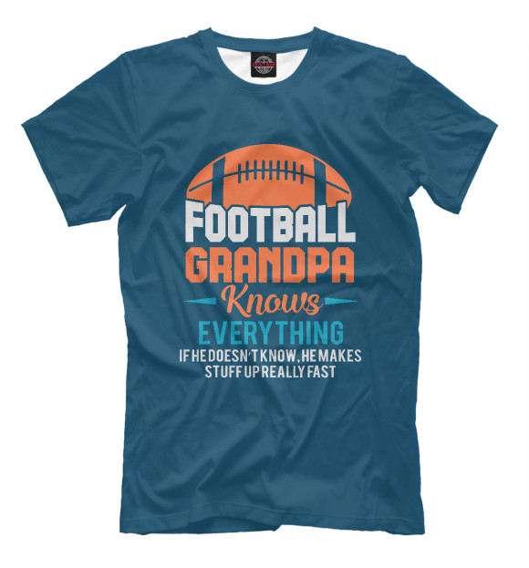 Мужская футболка с изображением American Football Grandpa цвета Белый