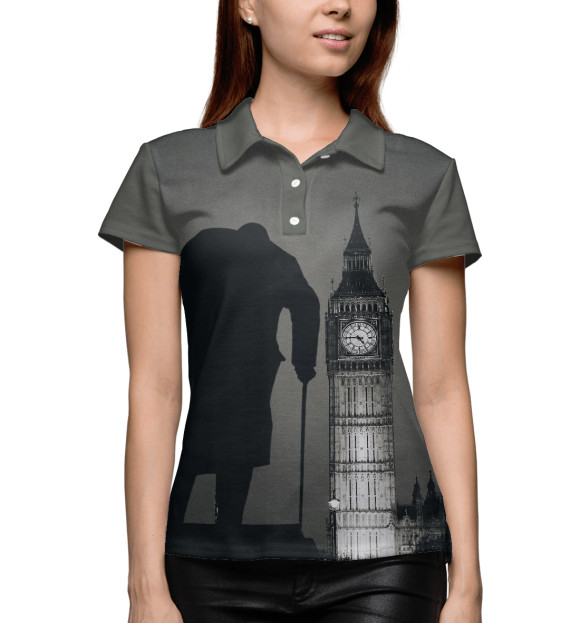 Женское поло с изображением Назад во времени - Лондон цвета Белый