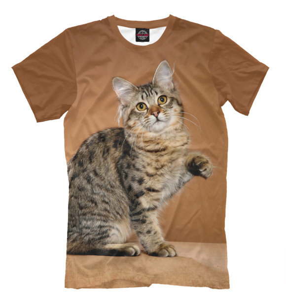 Мужская футболка с изображением Леопардовый кот цвета Светло-коричневый